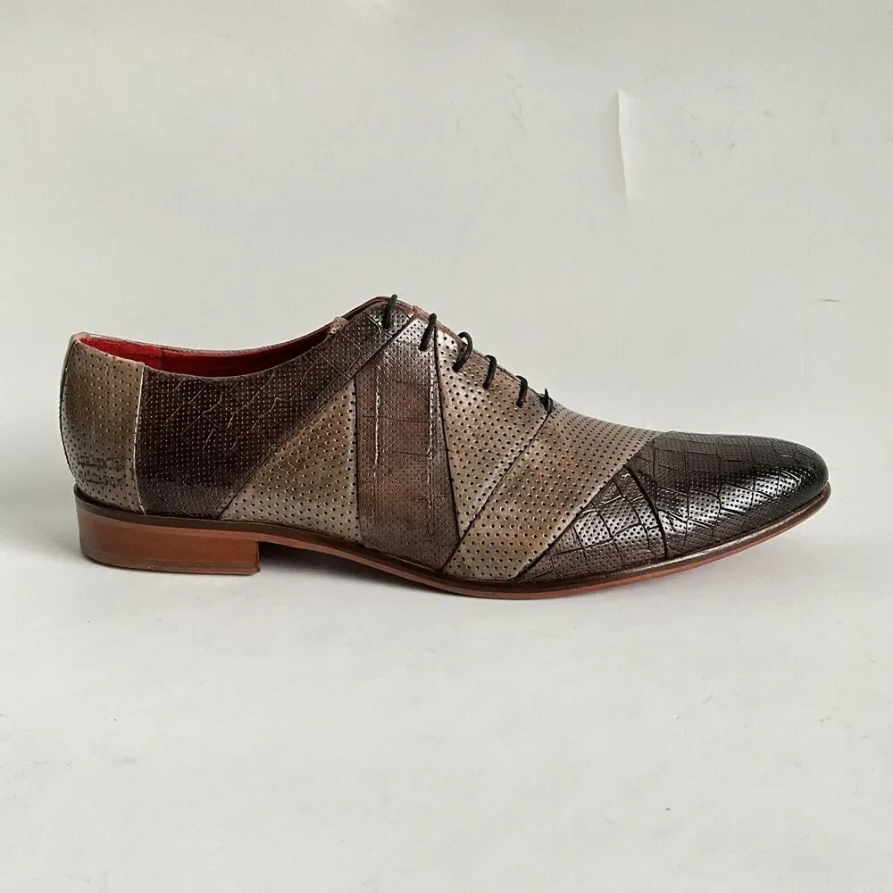 Melvin & Hamilton Leather Patchwork Point-toe Oxfords Brown Men 46